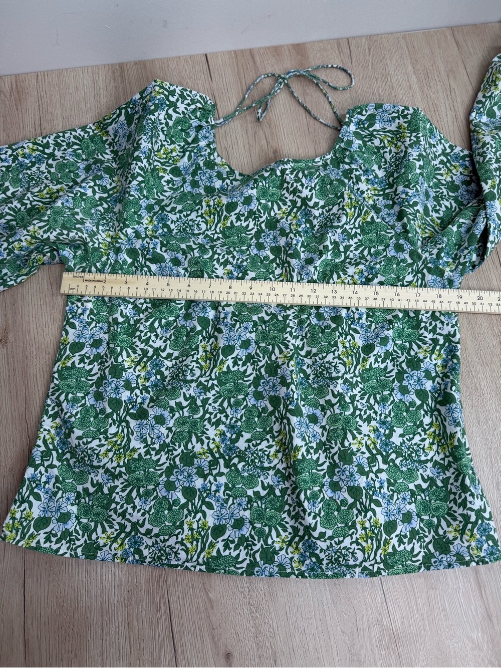 J.Crew Tie-Back Stretch Cotton Poplin-blend Top Blouse Fete Floral Green Sz. 14 - Picture 10 of 15